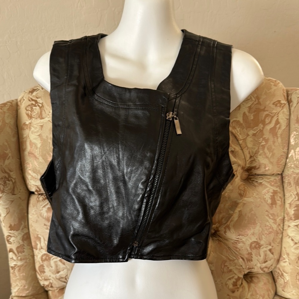 Mustard Seed Black Women's Leather Vest